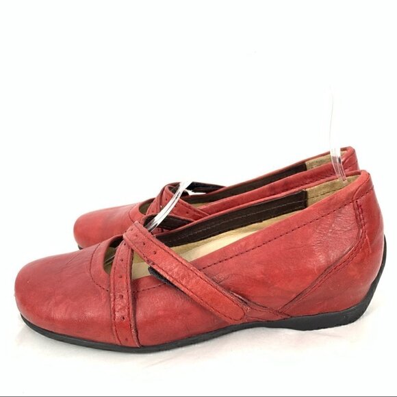 Wolky womens flats size 36 red leather sticky strap maryjanes walking - Picture 5 of 14